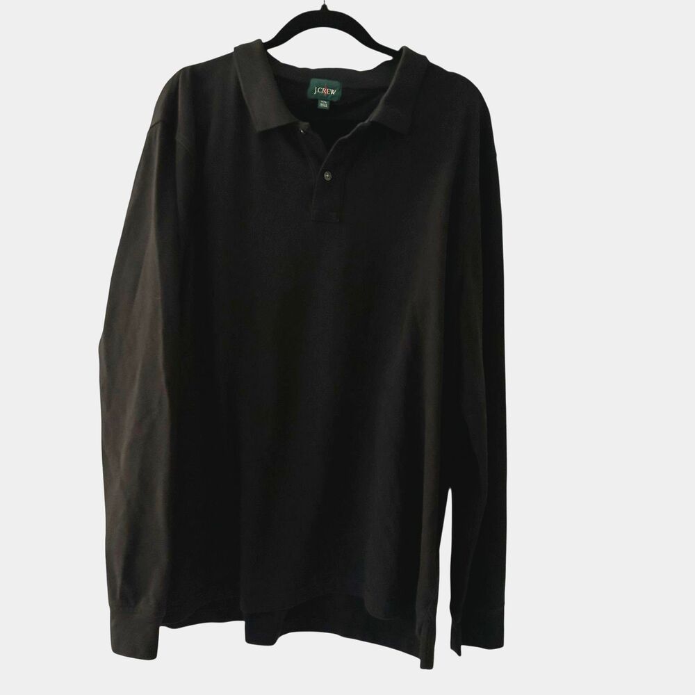 J. Crew Vintage 90's Black Solid Cotton Rugby‎ Henley Shirt Size XXL
